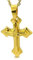Bungsa 3D Kreuz Pendant Edelstahl gold (Cross Religion Jesus Christus Pendant Kettenanhänger Medaillon Amulett Charm Beads Chirurgenstahl Damen Herren Schmuck)