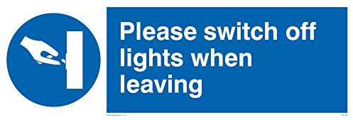 Viking Signs MV5568-L15-V Please Switch Off Lights When Leaving Sign, Vinyl, 50 mm H x 150 mm W