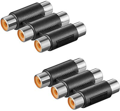 2X Audio Adapter | 3X Cinch Buchse auf 3X Cinch Buchse | YUV Stereo AV Verbinder Chinch Doppel Kupplung RCA Video | Schwarz | 2 Stück