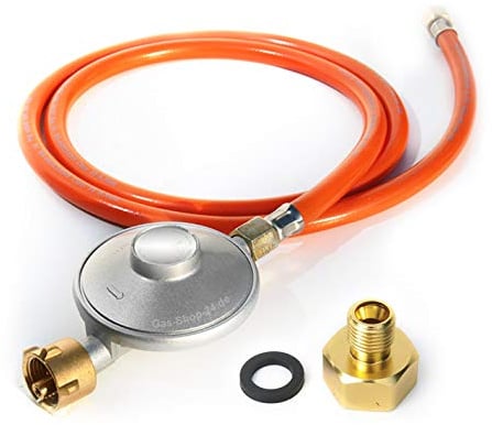 Anschluss-Set bestehend aus Druckminderer 50 mbar Gasschlauch 80 cm + Übergang 1/2 x 1/4 / Gas Regler (für z.B. Gaskocher, Gasherd, Hockerkocher, Gasgrill)
