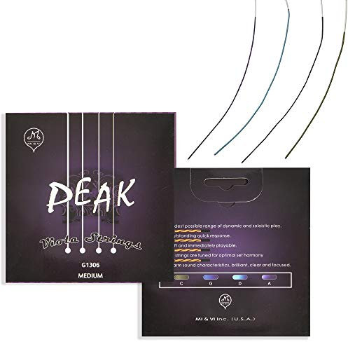 MI&VI PEAK Viola Saiten - Full Set (A D G C), Medium, Rope Core, Ball Ends (Viola 15)