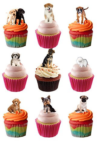 32 Stand Up Puppies Puppy Dog Themed Edible Wafer paper Cake Toppers Decorations