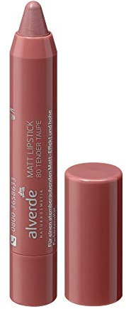 alverde NATURKOSMETIK Lippenstift Matt Lipstick Tender Taupe 80, 1 x 3,7 ml