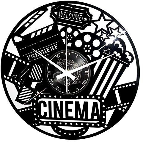 Instant Karma Clocks Wanduhr aus Vinyl Schallplattenuhr mit Movie Theatre Cinema Motiv Filmliebhaber, PVC