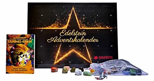 Davartis Edelstein Adventskalender - 24 Edelsteine mit Sammelstickern inkl. Sammelspaß Heft - Limited Edition