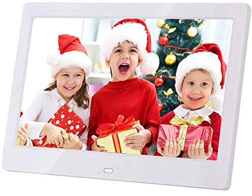 10 Pouces Cadres Photo Numériques Résolution 1024 * 600 IPS Cadre Photo Électronique avec Horloge et Calendrier Soutien MP3 MP4 USB SD/MMC, Cadre Photo Digital avec Télécommande