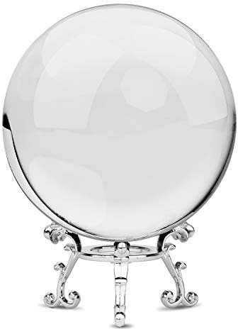 MerryNine Boule en Cristal K9 pour Photographie et décoration avec Support métallique élégant Transparent 80 mm