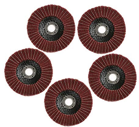 Carkio 4 Nylon Fiber Flap Wheel Abrasive Disc, Polishing Wheel Scouring Pad for Angle Grinder, Grit 240, Red, 5 PCS