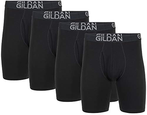 Gildan Herren Cotton Stretch Boxer Brief, Multipack Retroshorts, Schwarzer Ruß (4er-Pack, langes Bein), XX-Large