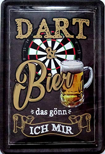 vielesguenstig-2013 Blechschild Schild gewölbt - Dart und Bier gönn ich Mir Bar Kneipe Spiel Sport