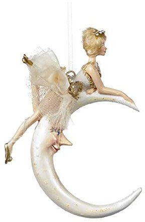 Goodwill: Dekofigur Ballerina, 14 cm, Kunstharz (cremefarben & gold) - Hängende Dekofigur - Dekoration - Weihnachten