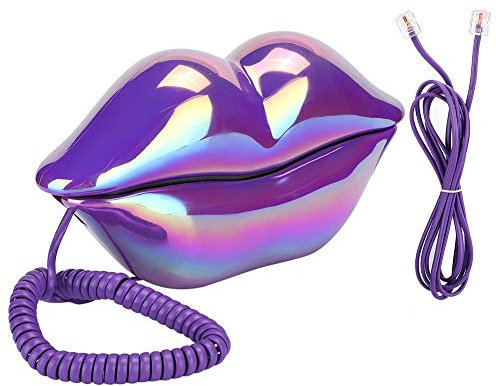 Festnetztelefon zu Hause, Creative Purple Lips Shape Desktop-Festnetz, Elektroplatten-Kabel-Telefone im europäischen Stil, neuartiges tragbares Telefon mit Nummernspeicher für das Home Office