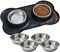 KaraLuna Napfunterlage aus Silikon mit Edelstahl Futternapf I Für Katzen & Hunde I Fressnapf Katze Futternapf Cat Bowl Hundenapf Katzenfressnapf Näpfe Station Napf Unterlage (400ml, Schwarz)