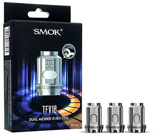 SMOK TFV18 Tank Replacement Coil | Smok TFV18 dual Meshed coil 0.15ohm 3pcs (80-140W) TFV18 Vaporizador para cigarrillos y cigarrillos TFV18 Tank Morph 2 Kit TFV18