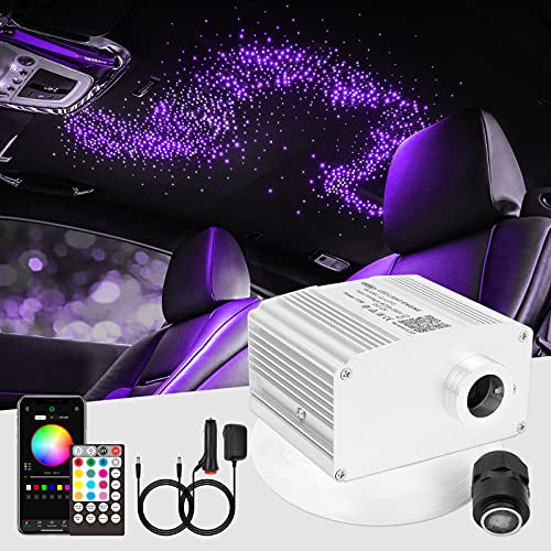CHINLY Bluetooth 10 W RGBW Twinkle LED Fibre optique Star Plafonniers Kit APP/télécommande mixte 370 pièces * 3 m pour la maison/voiture