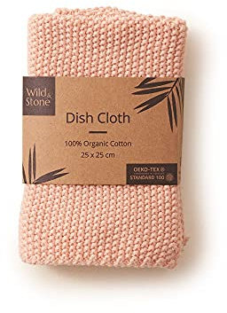 Wild & Stone | Geschirrtuch aus Bio-Baumwolle | Umweltfreundliches Küchentuch | Biologisch abbaubares und kompostierbares Reinigungstuch (Rose)