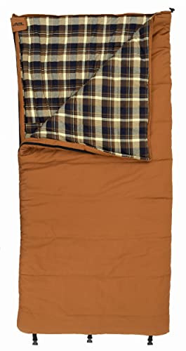 ALPS OutdoorZ Redwood -10° Sleeping Bag, Plaid Flannel Lined, Cotton Canvas