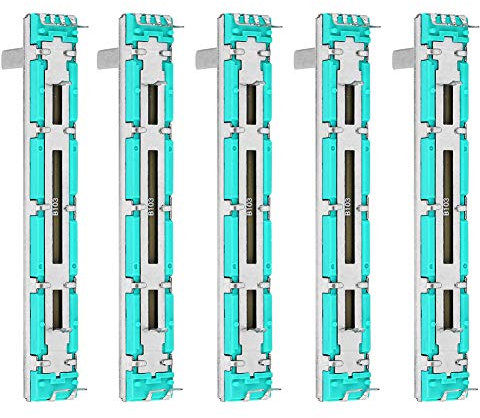 Schiebepotentiometer, Duales lineares Schiebepotentiometer, Gerade Schiebepotentiometer Mixer Fader, 5 Stück Schiebepotentiometer B10K Doppelkanal gerader Schiebemischer Fader für mehrere Zwecke