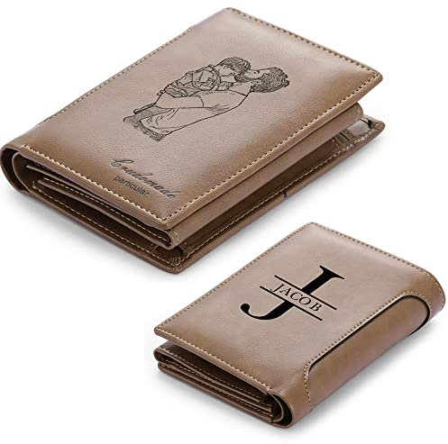 kaululu Personalisierte Geldbörse Herren Beidseitig Portemonnaie Brieftasche mit Foto Namen Gravur Männer Geschenke Valentinstag/Vatertag/Geburtstag/Weihnachten