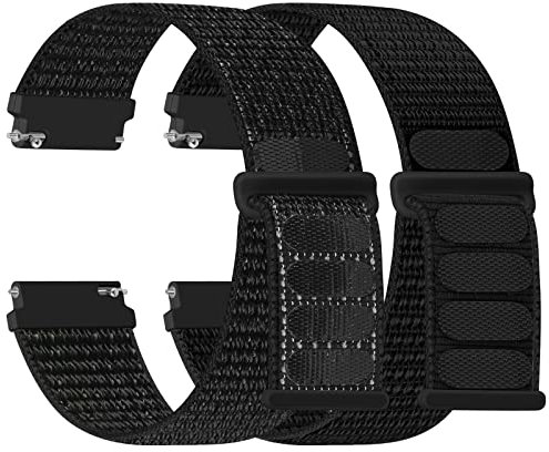 Huamanlou Nylon Watch Straps 16mm 18mm 20mm 22mm Quick Release Watchband for Men and Women, Adjustable Breathable Woven Sport Straps, 2 PACK