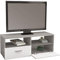 ML-Design - Mobile da pavimento per TV in legno, bianco, 95 x 36 x 35 cm, moderno, con vano portaoggetti, con 2 ante pieghevoli, 2 ripiani aperti, cassettiera, armadio per TV