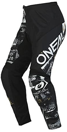 O'NEAL | Motocross-Hose | Kinder | Enduro MX | Stretch-Einsätze, Vollständig gefüttert, Polster aus Gummi für zusätzlichen Schutz | Element Youth Pants Attack V.23 | Schwarz Weiß | 22 (5/6)