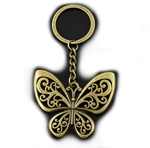 Familienkalender Schmetterling Schlüsselanhänger Metall Insekt | Raupe | Geschenk | Damen | Butterfly | Mädchen | Frauen | Glücksbringer | Fashion | Blume | goldfarben dunkel/matt
