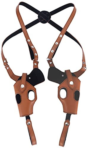 Schulterholster, Vertikal Schulterholster Pistolenholster PU Leder Verdecktes Trageholster Mit Magazin Tasche für 1911 92 96 G45 43 für Die Meisten Arten Von Pistolen Brown