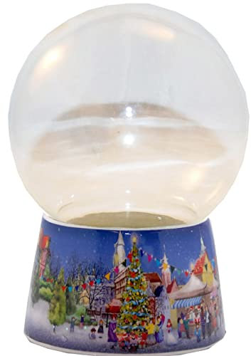 70003 Bastelset DIY Schneekugel Do it Yourself mit Glaskugel und Porzellansockel Weihnachtsmarkt romantisch Spieluhr möglich – 100mm Durchmesser