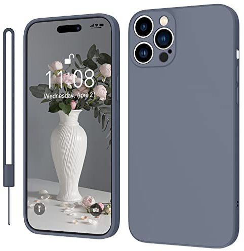 KPPIT iPhone 14 Pro Case Silicone,Ultra Slim Soft Gel Anti-Scratch,Microfiber Lining,Rubber Shockproof Case Cover iPhone 14 Pro Lavender Gray [6.1 inch]