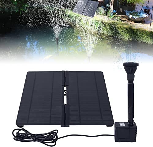 LZQ Solar Springbrunnen, 12V/12Ah Akkuspeicher Falten Solar Teichpumpe mit verstellbarem Ständer Solarbrunnen mit 6 Fontänenstile für Gartenteich Vogel-Bad Fisch-Behälter Kleiner Teich