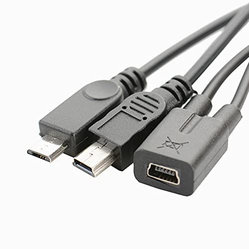 YSJJZRL 30CM Mini USB 5Pin Female to mini usb 5pin male + micro USB male Y Splitter 1 to 2 Converter Charging Cable