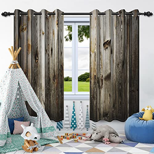 SDOTPMT 132x214cm Cortinas Granero de Madera Textura de la Tabla Madera Dura Antigua Madera Dura Vertical Madera Vieja diseño de la Sala de Estar Cortina Decorativa Tratamiento de Ventanas,2 Paneles