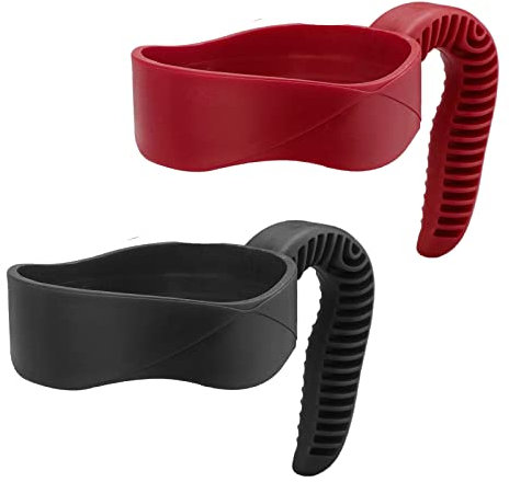 AICMEI 30 oz Cup Handle, Non-Slip Travel Mug Grip Cup Holder, Comfortable Replacement Handle for Stainless Steel Mugs and More Tumbler(Black, Red) (30OZ(Black, Red))