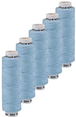 5x50m Leinen Garn Leinenzwirn Flachs Nähfaden robust strapazierfähig Farbwahl, Farbe:hellblau