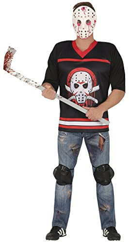 FIESTAS GUIRCA Jazz der Hockey Killer Kostüm – Inklusive Blutige Mörder Maske – Kostüm Halloween Herren Größe 48-50 M