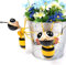 Super Idee Set mit 2 niedlichen hängende Bienen aus Metall leuchtende Farben Gartendeko für Blumentopf Pflanzgefäß Pflanzkübel Pflanzkorb Kräutertopf Blumenkübel Gartentöpfe Pflanztopf (Gelb)