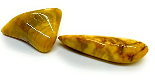 Trommelsteine, Edelsteine, Handschmeichler, Heilsteine (2 Stk) - verschiedene Steine wählbar (z.B. Amethyst, Jaspis, Tigerauge, Mondstein, Aventurin u.a.) - 2er Set (Jaspis gelb)