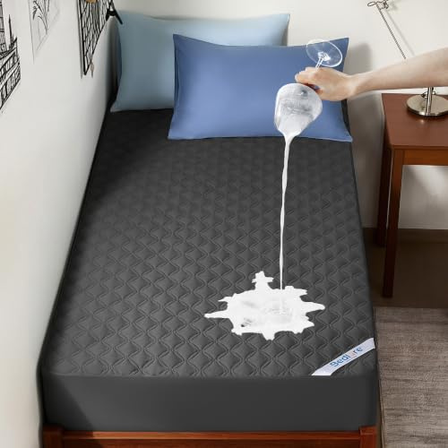 BEDLORE Matratzenschoner 90x200 cm Wasserdichter, 30cm Tiefe(Grau)