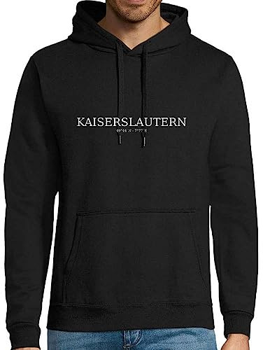 shirt84 Kaiserslautern Koordinaten Männer Kapuzen Hoodie Schwarz 4XL