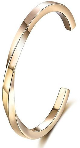 BSLVWG Männer Frauen Solid Armreif Manschette Plain Solid Open Armreif Twisted Armband für besten Freund, Manschette Armreif für Freund Freundin Geburtstag Weihnachtsgeschenke (Gold)