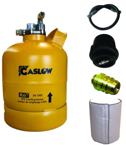 Gaslow Pack Bouteille GPL Rechargeable 2.7kg + Lyre + Boite Transfert Noire + Adaptateur ES/DE + Couverture Isolante