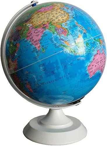 Globe terrestre pratique 7,8 pouces Globe du monde avec support en métal blanc Globes éducatifs Adultes et enfants Globe du monde décoratif(World Globe)