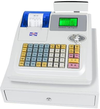 BradOc Elektronische Kasse,Restaurant POS-Kasse 48 Tasten,Supermarkt Kiosk Einzelhandel Kassensystem,Kassensystem für den Einzelhandel und Registrierkassenschublade,Weiß