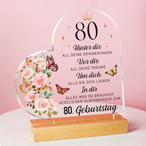 Vetbuosa Geschenke zum 80 Geburtstag Frau, Acryl-Plakette Mit Inspirierender Gravur, 1945 80. Geburtstag für Mama Mutter, Freunde, Ehemann, Ehefrau, 80. Geburtstag Geschenkideen