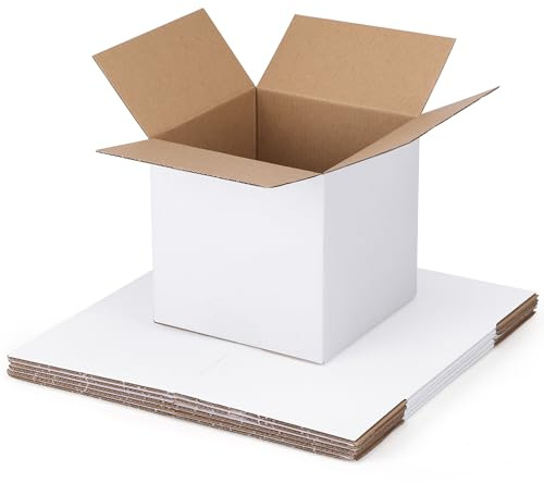 SPEPLA Shipping Boxes 6x6x6 Set of 6, White Corrugated Cardboard Box for Mailing Business Packaging