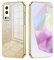 ILING Hülle für Vivo Y72 5G / Vivo Y52 5G, Ultradünne Elegant Trasparente Farbverlauf Farbe Design Weich Silikon TPU Galvanisiertem Stoßfeste Schutzhülle Damen Handyhülle (Gold)