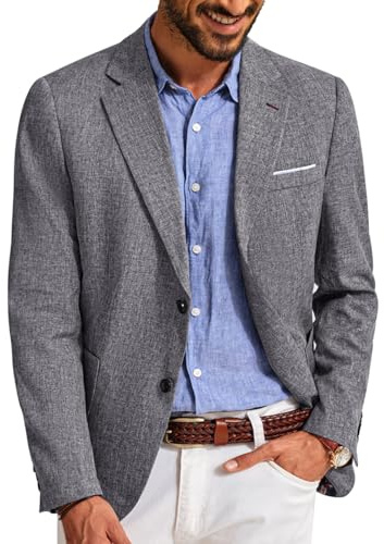 Men's Casual Blazer Sport Coat Lightweight 2 Button Regular Fit Sport Coat Blazer Dark Grey