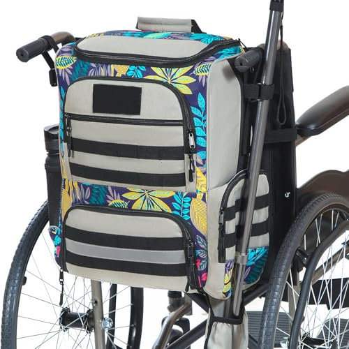 BlesMaller Taschen für Rollstuhl Nylon Rollstühle Rucksack für Rollator Zubehör Aufbewahrungstasche mit Krücken Taschen & Isolationstasche