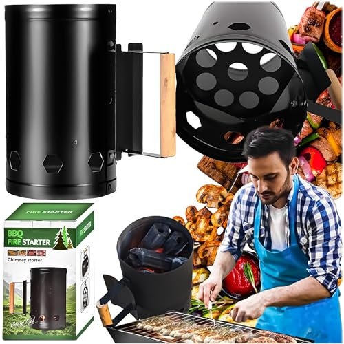 Pullmer Anzündkamin, Grillkohleanzünder, Anzündkamin, Grill Starter Kamin, Anzündhilfe für Holzkohle, holzkohle anzünder, aus Stahl (Black)